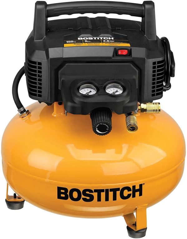 BOSTITCH Pancake Air Compressor, Oil-Free, 6 Gallon, 150 PSI BTFP02012