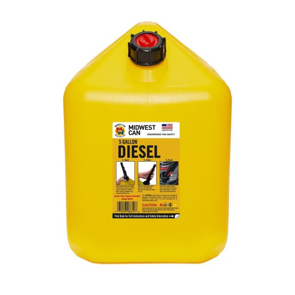 Midwest Can Company 5 Gallon Diesel Can Fuel Container w/ Auto Shut Off (4 Pack) - Image 4