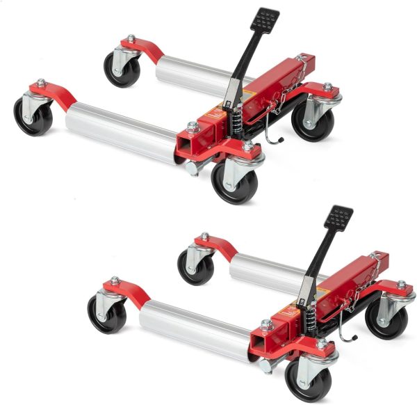 TUFFIOM Car Wheel Dolly Jack Set of 2, Hydraulic 1500-lbs Car Skates, 12'' Wheel Vehicle Positioning Jack, Heavy Duty Rollers with Foot Pedal for Tire Auto Repair Moving, Red/ Blue - Image 8