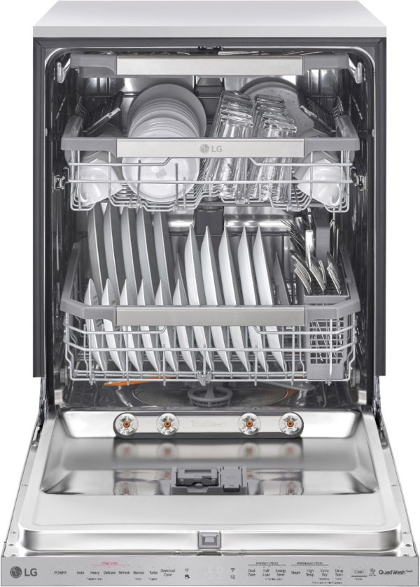 LG - 24" Top Control Smart Built-In Stainless Steel Tub Dishwasher with 3rd Rack, QuadWash and 44db - Stainless steel - Image 2