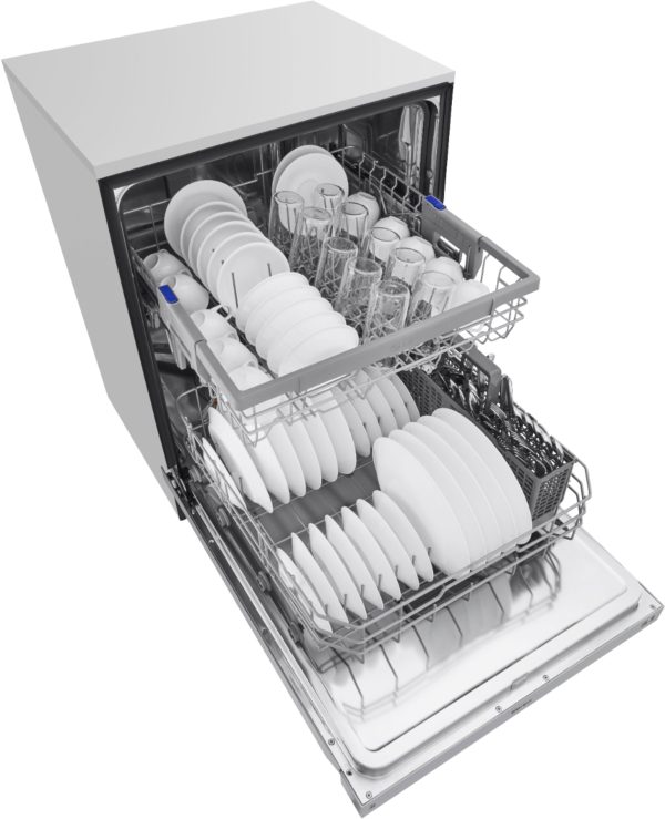 LG - 24" Front-Control Built-In Dishwasher with Stainless Steel Tub, QuadWash, 48 dBa - Stainless steel - Image 4