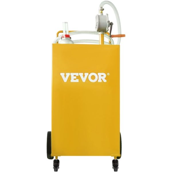 VEVOR 35 Gallon Gas Caddy, Fuel Storage Tank with 4 Wheels, Portable Fuel Caddy with Manuel Transfer Pump, Gasoline Diesel Fuel Container for Cars, Lawn Mowers, ATVs, Boats, More, Yellow - Image 9