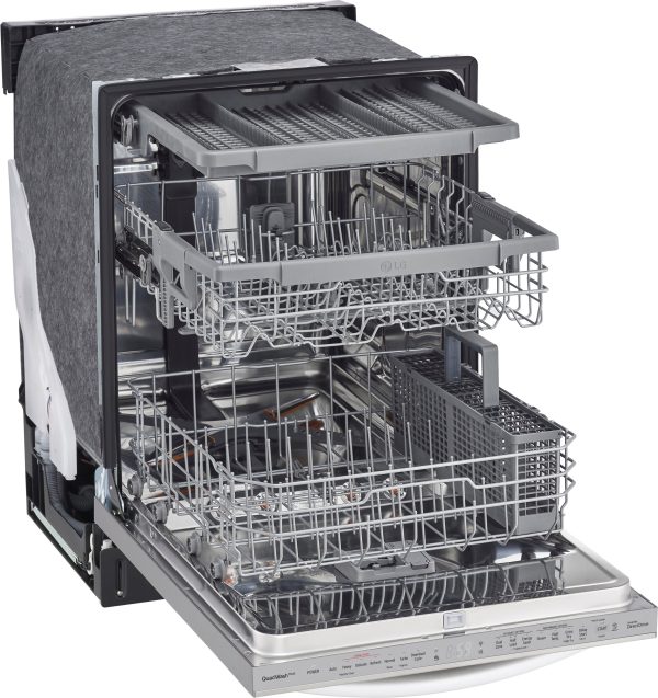 LG - 24" Top Control Smart Built-In Stainless Steel Tub Dishwasher with 3rd Rack, QuadWash and 46dba - Stainless steel - Image 13