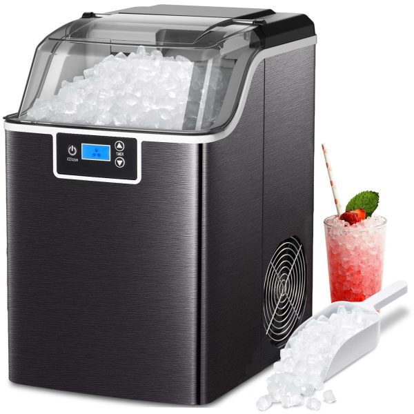 ZAFRO Nugget Ice Makers Countertop with Soft & Chewable Pellet Ice Portable Self-Cleaning Compact Ice Machine 44Lbs/24H with Ice Scoop and Basket