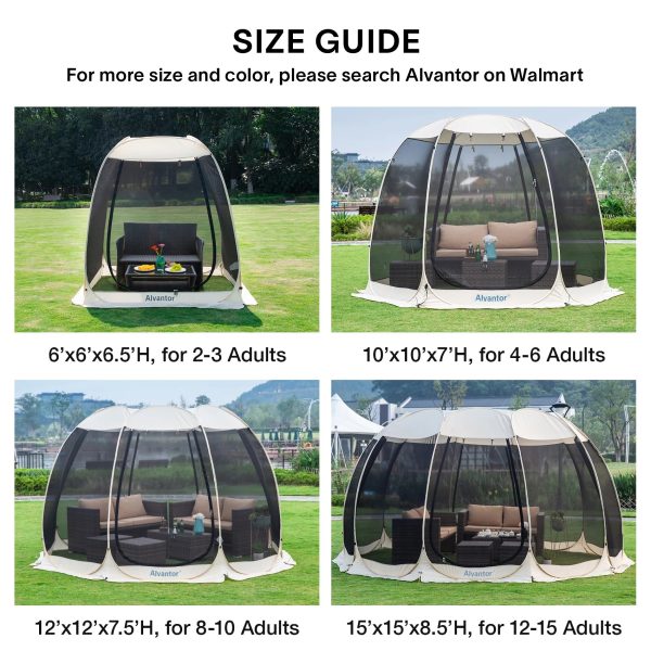 Screen House Tent Instant Room Outdoor Canopy 12x12 Gray - Image 7