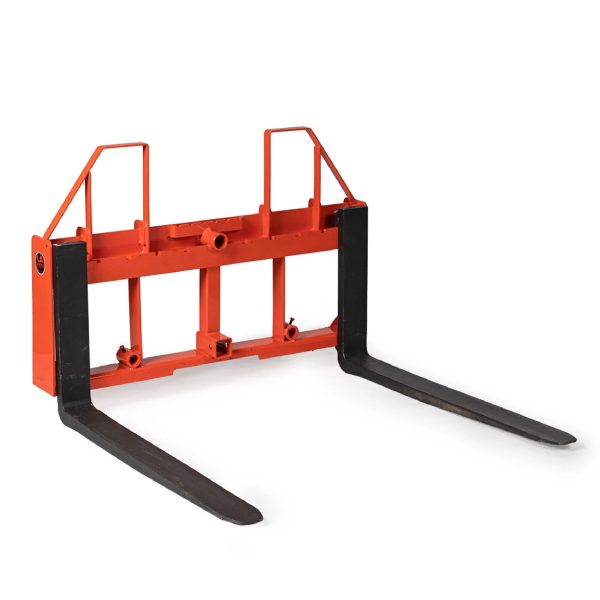 Titan Attachments UA USA Made Orange Step-Through Pallet Fork Frame Attachment, 48in Fork Blades, Rated 4,000 LB, Quick Tach Mounting