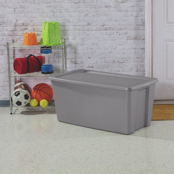 Sterilite 50 Gallon Tote Box Plastic， Titanium， Set of 4 - Image 8