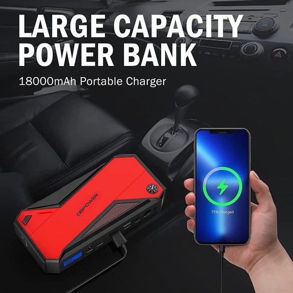 DBPOWER 800A Peak 18000mAh Portable Car Jump Starter Portable Battery Booster - Image 8