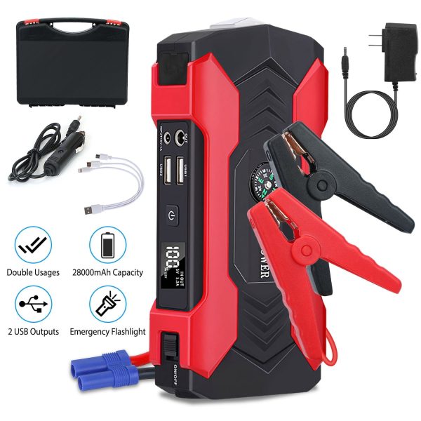 iNova 20000mAh Car Battery Jump Starter 1000A Battery Charger with Safe Smart Clamps LED Flashlight