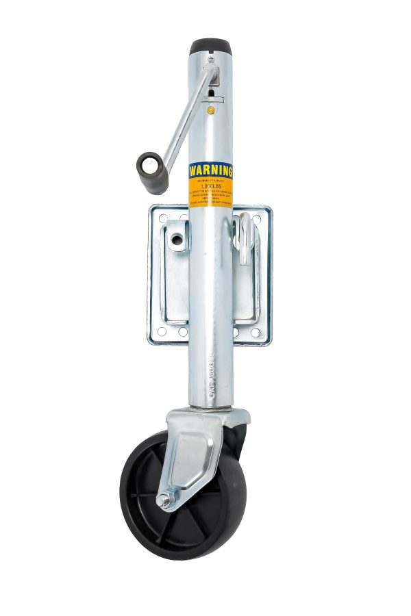 Camco Swivel Trailer Tongue Jack | Designed for Use with Boat and Utility Trailers | Zinc-Plated Steel, Silver (50010)