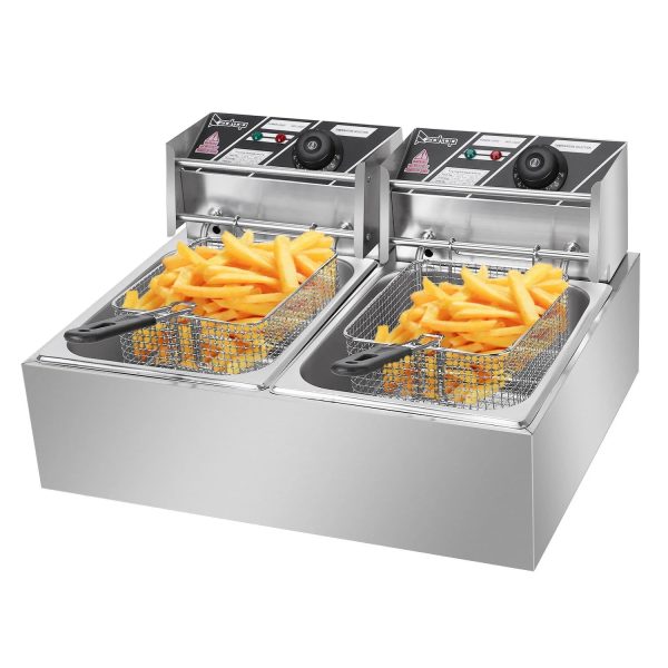 SalonMore 5000W 12.7Qt Professional Stainless Steel Deep Fryer with Removable Basket - Image 2