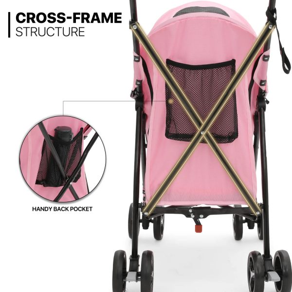 MoNiBloom Foldable Lightweight Dog Stroller for Small Medium Dogs, Pet Stroller,4 Wheel, Pink - Image 8