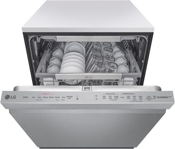 LG - 24" Top Control Smart Built-In Stainless Steel Tub Dishwasher with 3rd Rack, QuadWash and 44db - Stainless steel - Image 3