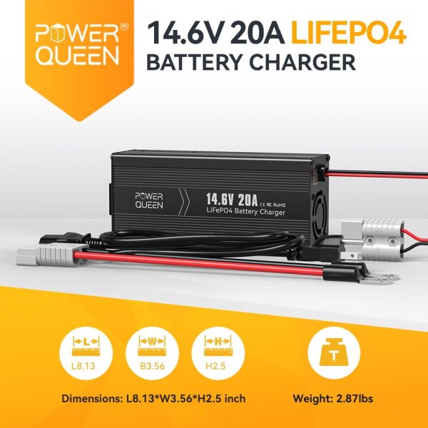 Power Queen 14.6V 20A Smart LiFePO4 Battery Charger and Maintenance - Image 3