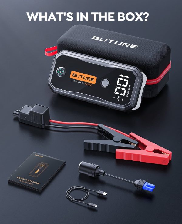 BUTURE Car Jump Starter 5000A (All Gas/10L Diesel)Portable Car Battery Jump Starter with Fast Charge,Extended Cables,Lights - Image 7