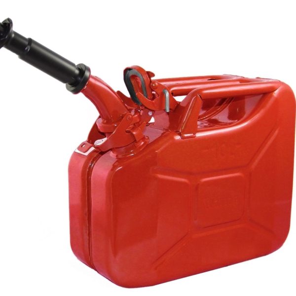 10 Liter (Red) Steel Wavian Jerry Can (Spout Included)