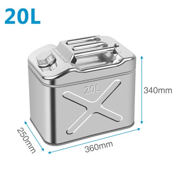 EUBUY 304 Stainless Steel Jerry Can Car Canister Holder Storage Tank with 3 Handles for Water Petrol Oil Water Alcohol 20L - Image 8