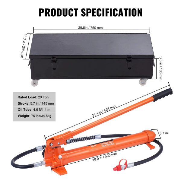 BENTISM 20 Ton Porta Power Kit Hydraulic Jack Air Pump Lift Ram All-In-One Portable Auto Body Frame Repair Power Tool - Image 7