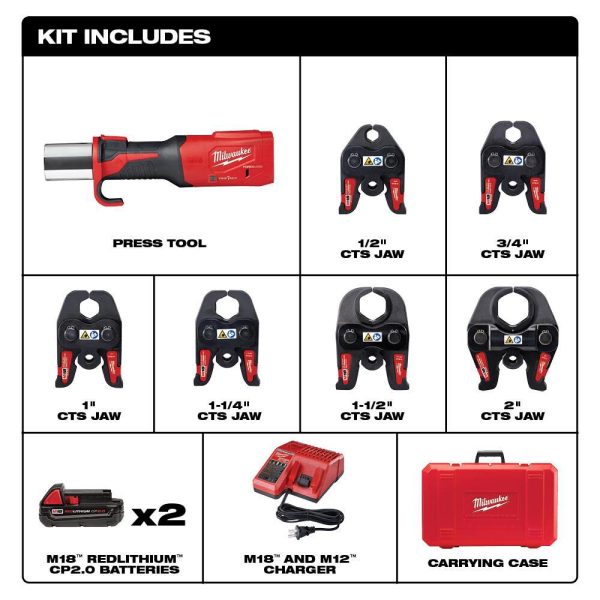 Milwaukee M18 FORCE LOGIC Press Tool with ONE-KEY with 1/2"-2" CTS Jaws 2922-22 from Milwaukee - Image 2