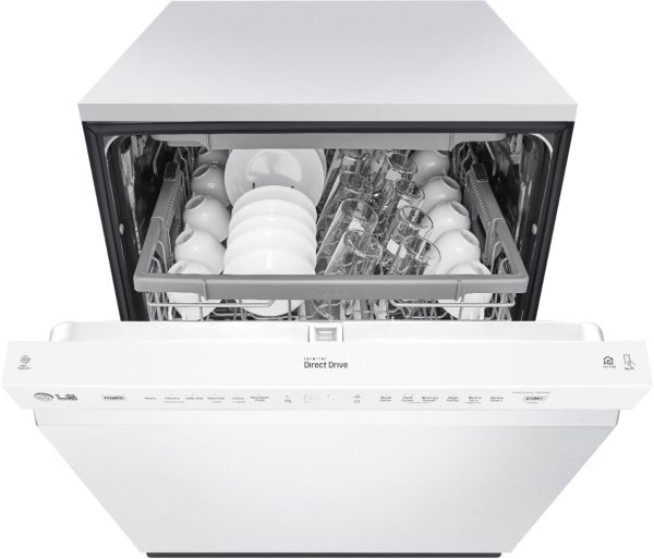 LG - 24" Front Control Smart Built-In Stainless Steel Tub Dishwasher with 3rd Rack, QuadWash, and 48dba - White - Image 9