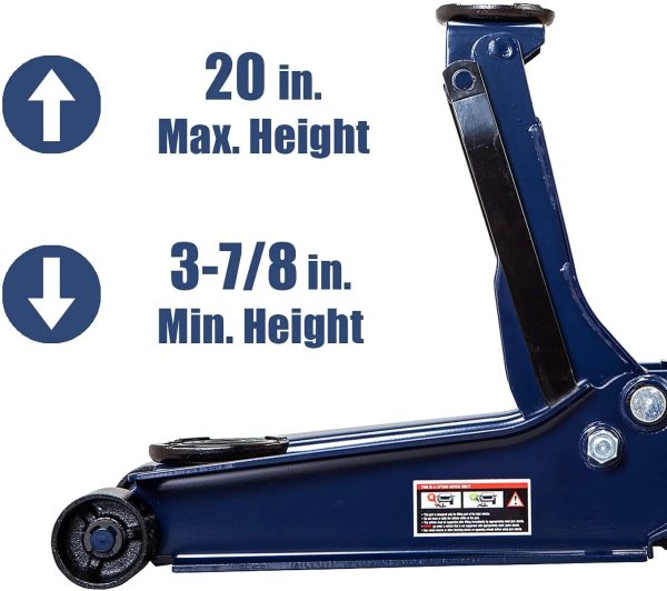 TCE 4 Ton Heavy Duty Low Profile Hydraulic Floor Jack Speedy Lift Garage Car Jack, Blue, W847U - Image 2