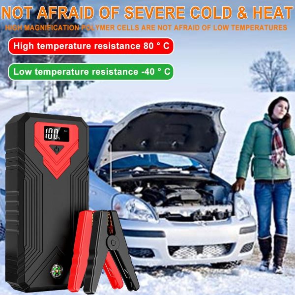 Car Jump Starter, 1600A Ultra Safe Car Battery Jump Starter, Portable Jump Starter Battery Pack, 12V Auto Battery Booster with Built-in LED Light, USB Quick Charge 3.0 - Image 2