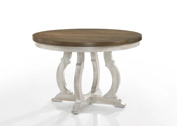 GeeHome Cillin Round Dining Table, Walnut & Antique White Finish DN01805