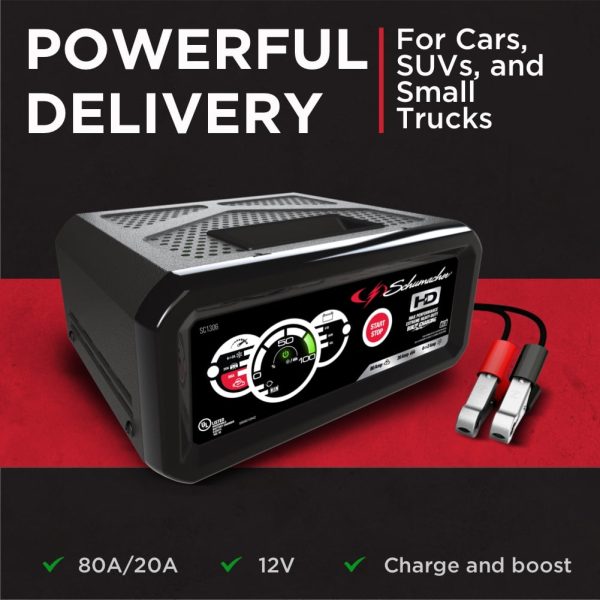 Schumacher Fully Automatic Battery Charger and Engine Starter- 20A/80A, 12V - Image 3