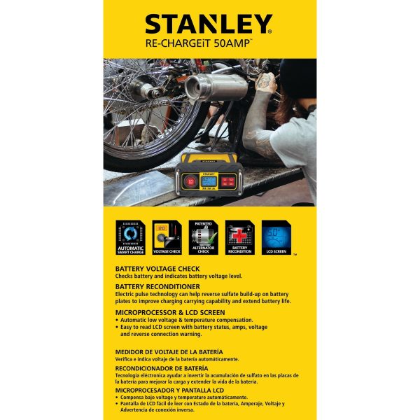 STANLEY 15 Amp Automotive Battery Charger with 50 Amp Engine Start (BC50BS) New - Image 9