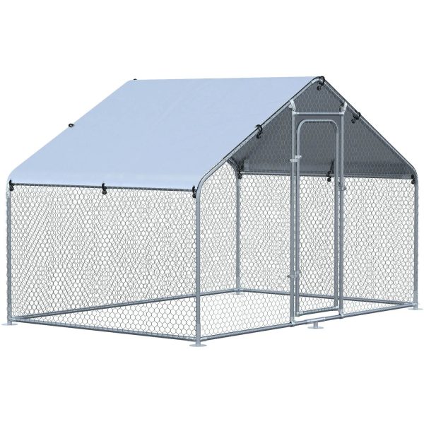 XCJDILAO PawHut Large Coop Metal Run with Waterproof and Anti-UV Cover Spire Shaped Walk-in Fence Cage Hen House for Outdoor and Yard Farm Use 1.26” Tube Diameter 9.8‘ x 6.6‘ x 6.4‘