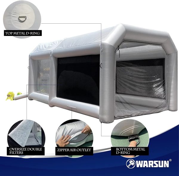 Warsun Inflatable Paint Booth with Larger Air Filter System 14x10x8.5Ft Inflatable Spray Portable Paint Tent - Image 2