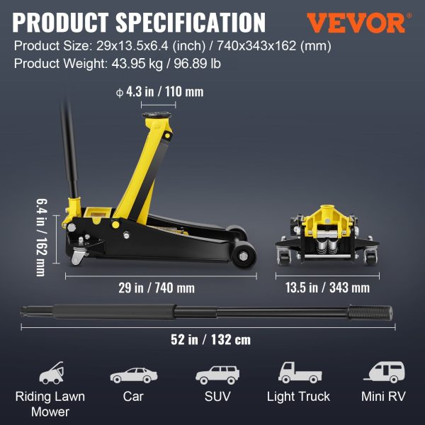 BENTISM Low Profile Floor Jack 4 Ton Heavy Duty Steel Dual Piston Rapid Pump - Image 7