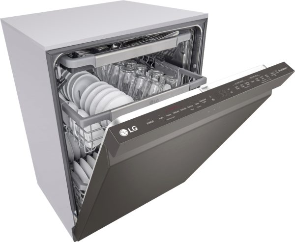 LG - Top Control Dishwasher with QuadWash, TrueSteam, and 3rd Rack - Black stainless steel - Image 2