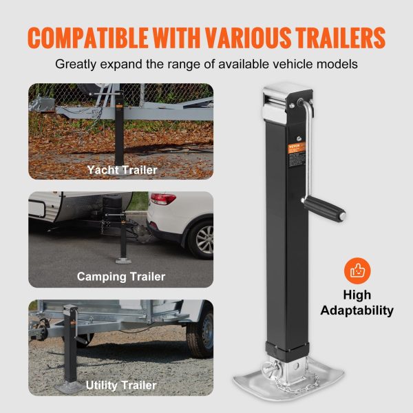 BENTISM Trailer Jack Welded-on Trailer Tongue Jack 8000lb Weight Height Adjustable - Image 6