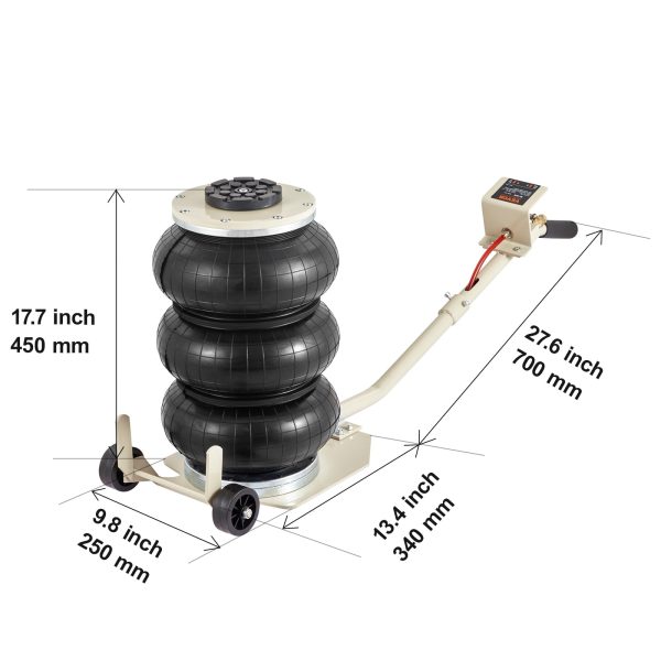 BENTISM Air Jack, 3 Ton/6600 lbs Triple Bag Air Jack, Airbag Jack with Six Steel Pipes, Lift up to 17.7 inch/450 mm, 3-5 s Fast Lifting Pneumatic Jack, with Long Handles for Car, Garage, Repair - Image 8