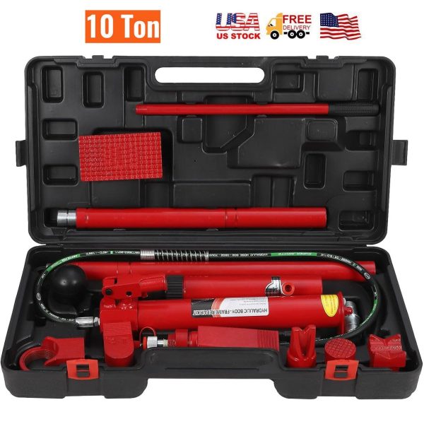 Emorefun 10 Ton Hydraulic Porta Power Jack Car Auto Tool Lift Ram Body Frame Repair Kits