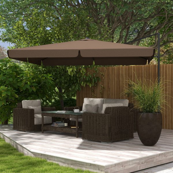 Royard Oaktree 10ft Cantilever Patio Umbrella, Outdoor Offset Umbrella with Tilt, Crank, Cross Base, Aluminum Pole, and Air Vent, Large Market Umbrella for Garden, Pool, Deck, Backyard, Tan - Image 8