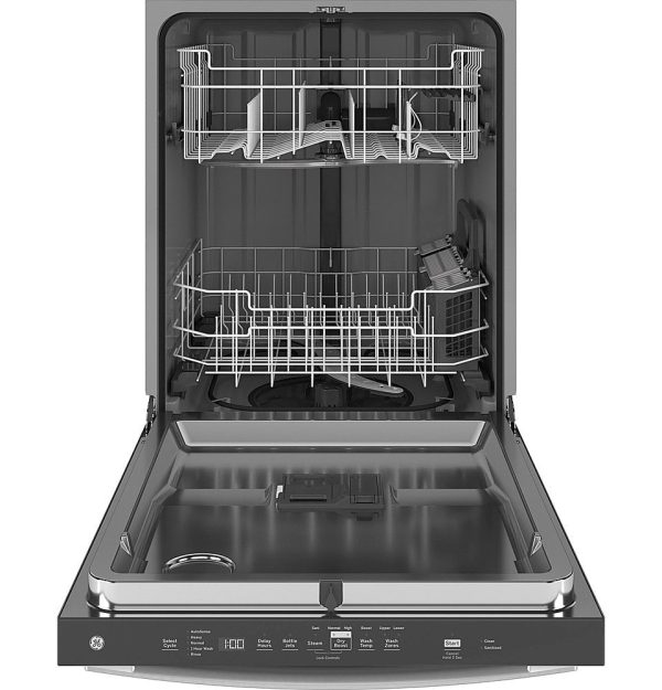 GE - Top Control Smart Built In Dishwasher with Sanitize Cycle and Dry Boost, 50 dBA - Stainless steel