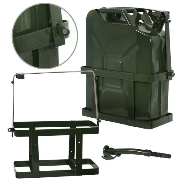 ZENSTYLE 5 Gal 20L Army Jerry Can Gas Fuel Tank Portable with Holder & Spout - Set of Four - Image 5