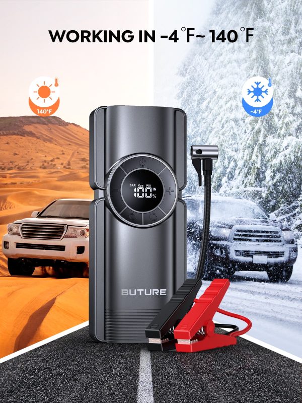 Car Jump Starter With Air Compressor Power Bank 3000A 20000mAh 12V Car Battery Jump Starter 150PSI Digital Tire Inflator Portable Battery Jump Box Buture - Image 7