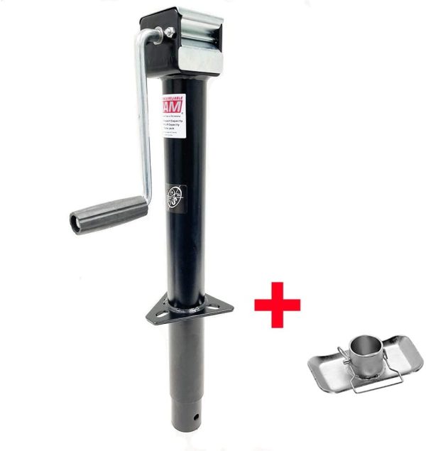 Southwest Wheel 5,000 lbs Side Wind RAM A-Frame Trailer Jack w/ Zinc Round Tube Foot Plate