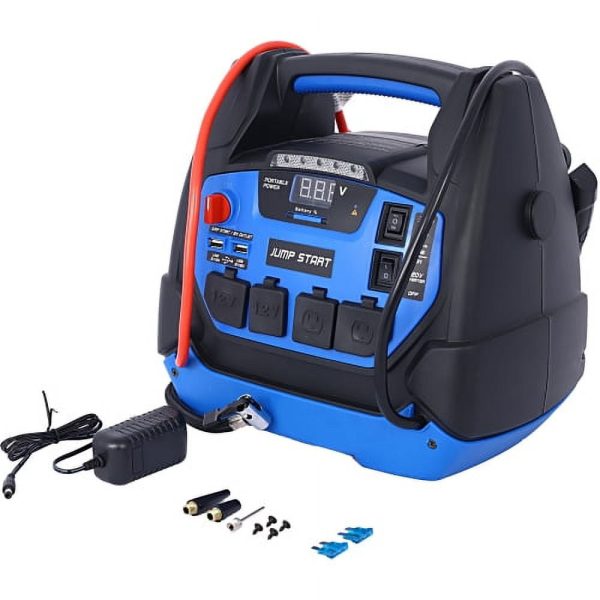 ELTPOWER 12V Emergency Auto Battery Booster Box Rechargeable Jump Starter 1800 Amps Air Compressor and AC 12V DC USB Power Station for Gas Diesel Vehicles - Image 2