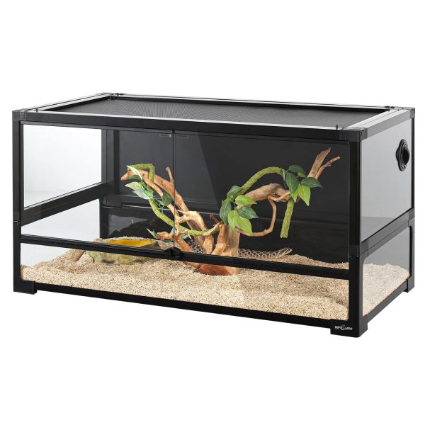 REPTI ZOO 40 Gallon Tempered Glass Reptile Large Terrarium Tank Reptile Terrarium 36"x18"x18", Easy Folding