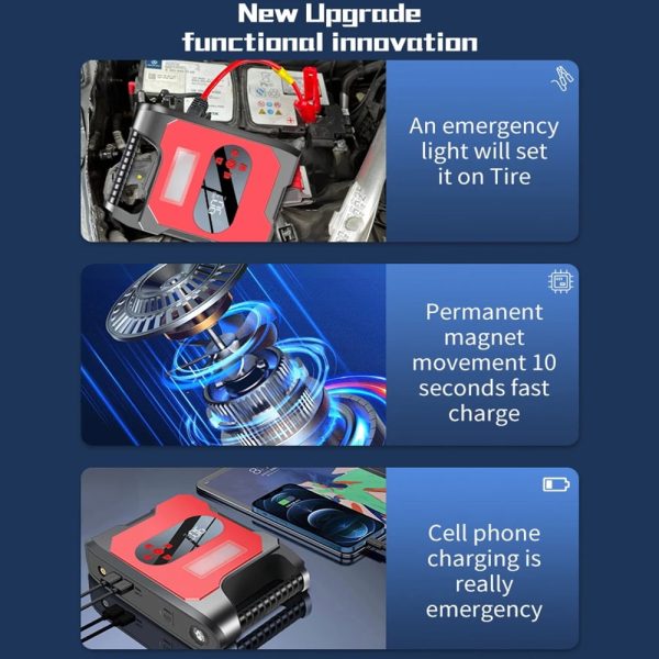 Portable 32000mAh Car Jump Starter + Air Compressor Battery Booster Power Bank - Image 5