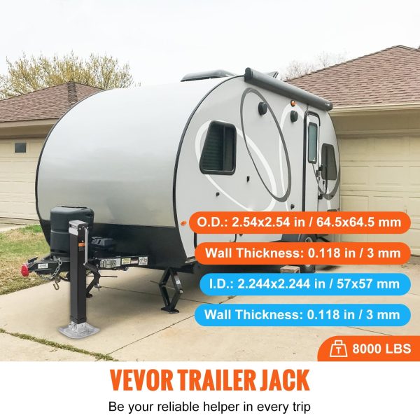 BENTISM Trailer Jack Welded-on Trailer Tongue Jack 8000lb Weight Height Adjustable - Image 2