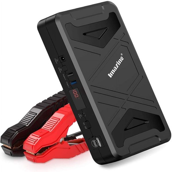 Imazing Portable Car Lithium Jump Starter - 2500A Peak 21000mAh (Up to 10L Gas or 10L Diesel Engine) 12V Auto Battery Booster Power Pack with Jumper Cables, QC 3.0 and 110V Inverter