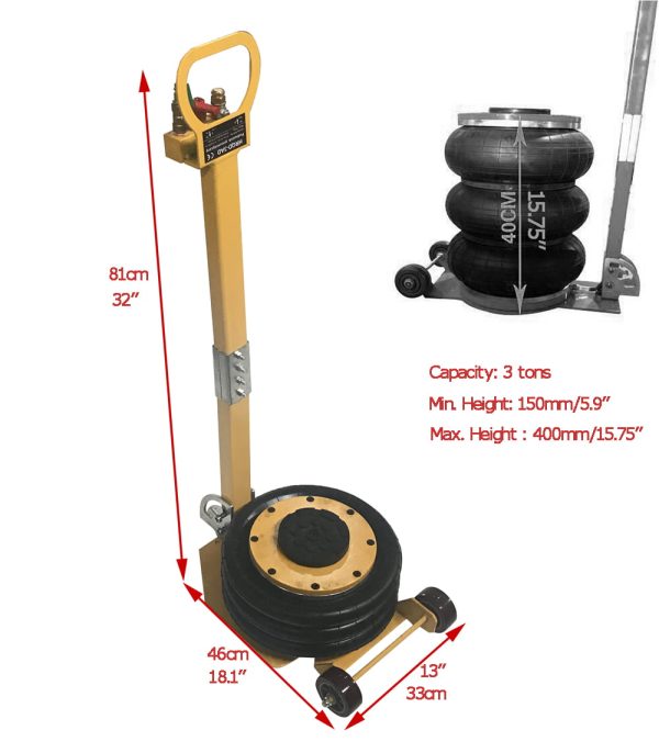 TECHTONGDA Portable 3 Tons Triple Bag Air Jack 6600Lbs Pneumatic Lift Car Repair Airbag Jack - Image 4