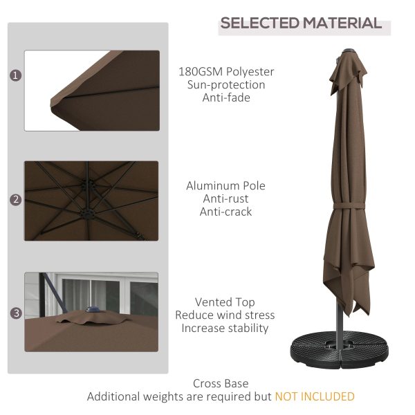 Royard Oaktree 10ft Cantilever Patio Umbrella, Outdoor Offset Umbrella with Tilt, Crank, Cross Base, Aluminum Pole, and Air Vent, Large Market Umbrella for Garden, Pool, Deck, Backyard, Tan - Image 5