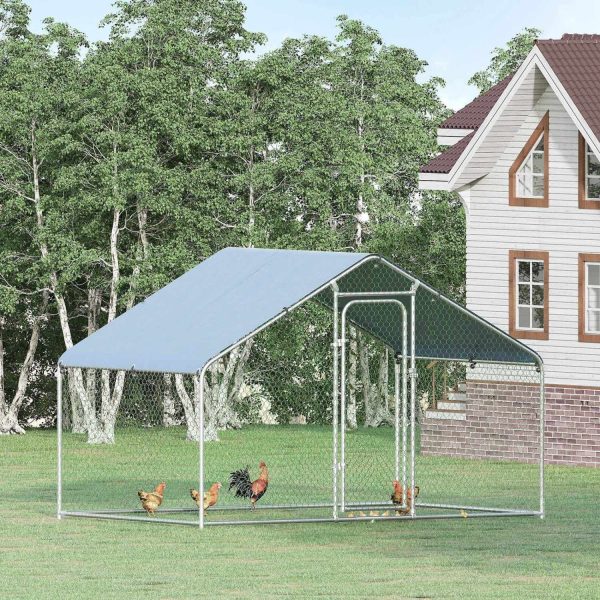 XCJDILAO PawHut Large Coop Metal Run with Waterproof and Anti-UV Cover Spire Shaped Walk-in Fence Cage Hen House for Outdoor and Yard Farm Use 1.26” Tube Diameter 9.8‘ x 6.6‘ x 6.4‘ - Image 2