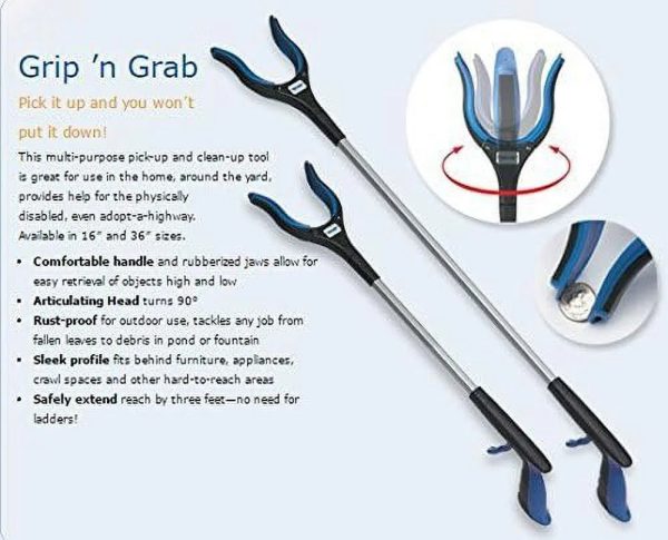 Ettore 49036 32" Grip 'N Grab Mobility Reacher Grabber - Quantity 12 - Image 3